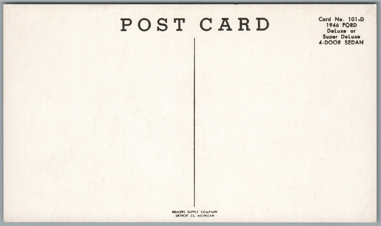 1946 FORD DELUXE VINTAGE POSTCARD