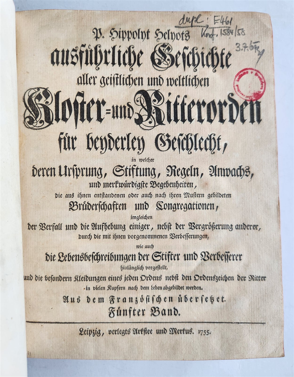 1755 ILLUSTRATED COSTUME HISTORY of MONKS & KNIGHTS for both sexes antique