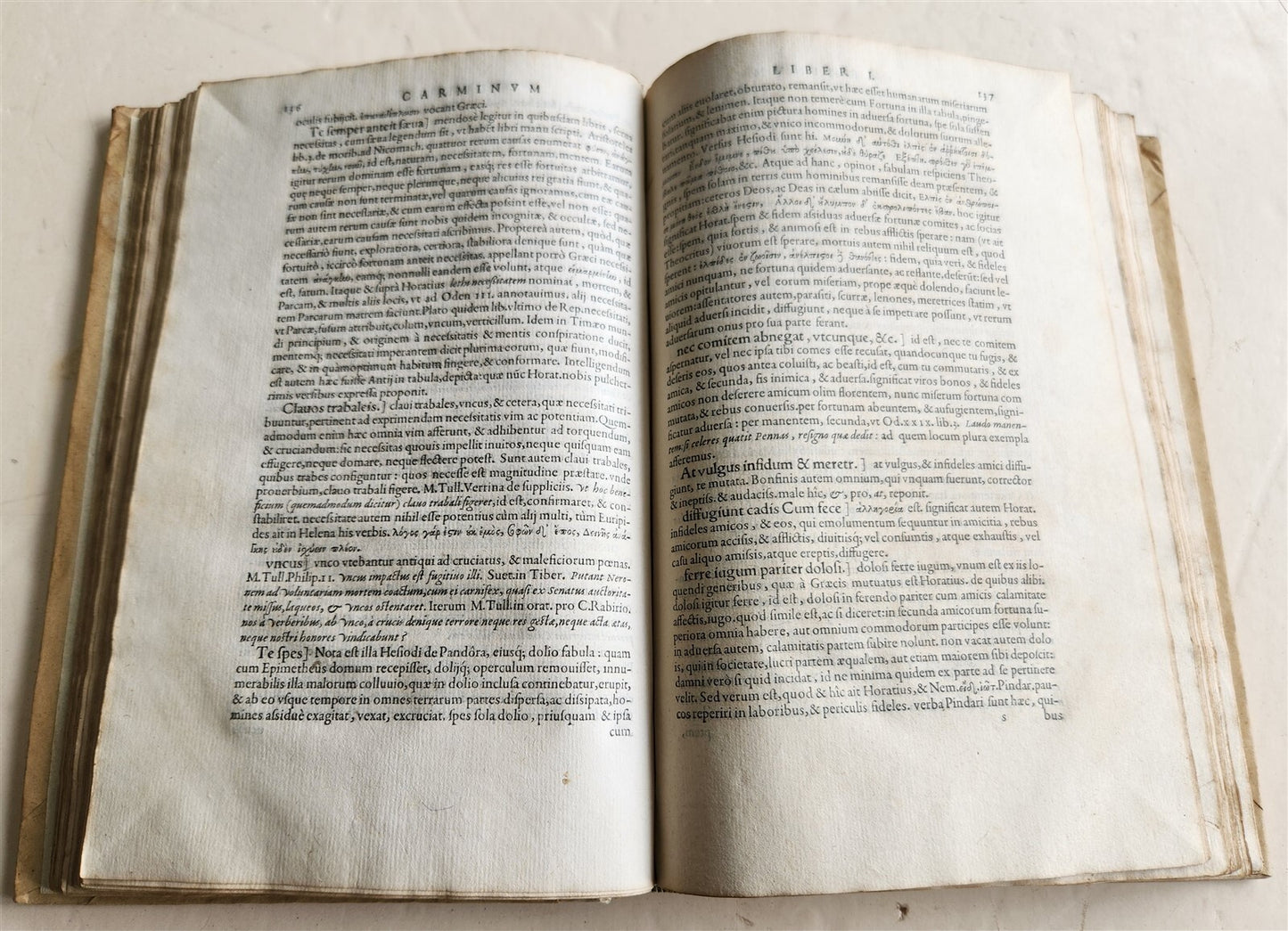 1561 HORACE COMMENTARY by DIONISIO LAMBINO antique POETRY VELLUM 16th CENTURY