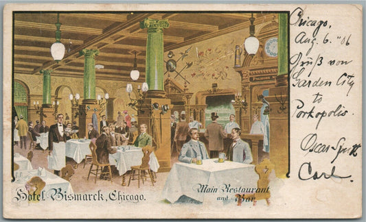 CHICAGO IL HOTEL BISMARCK ANTIQUE POSTCARD