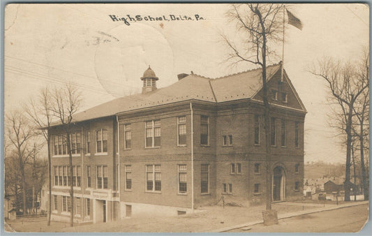 DELTA PA HIGH SCHOOL ANTIQUE REAL PHOTO POSTCARD RPPC