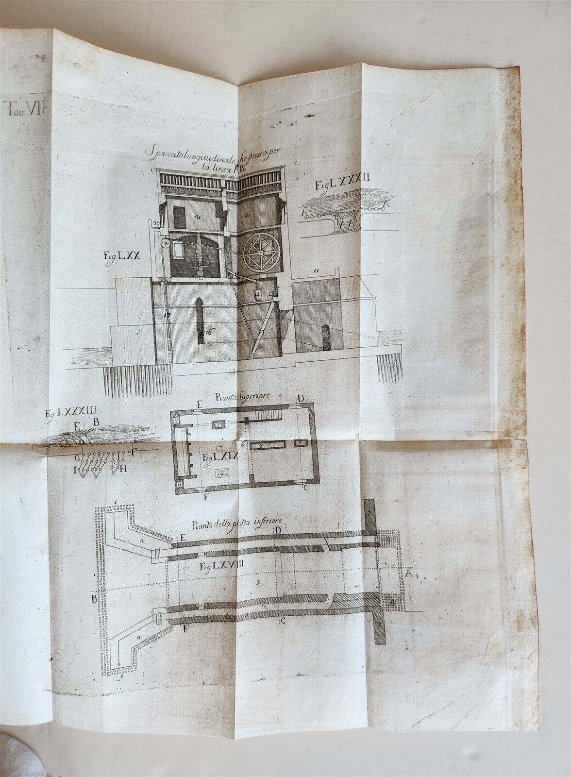 1791 ARCHITECTURE & SURVEYING 3 VOLUMES ILLUSTRATED antique in ITALIAN