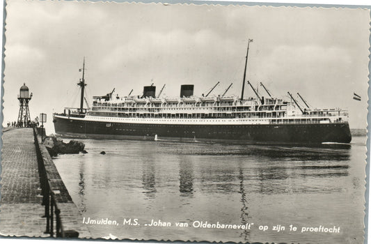 STEAMSHIP JOHAN VAN OLDENBARNEVELT VINTAGE REAL PHOTO POSTCARD RPPC