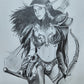 ILLUSTRATION ART FEMALE lot of 3 PENCIL DRAWINGS vintage signed