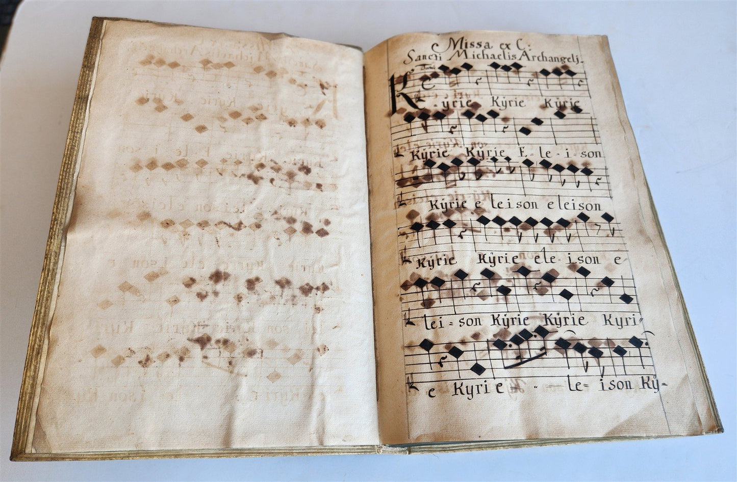 1725 MUSICAL MANUSCRIPT antique AMAZING PIGSKIN BOUND IMPERIAL FOLIO