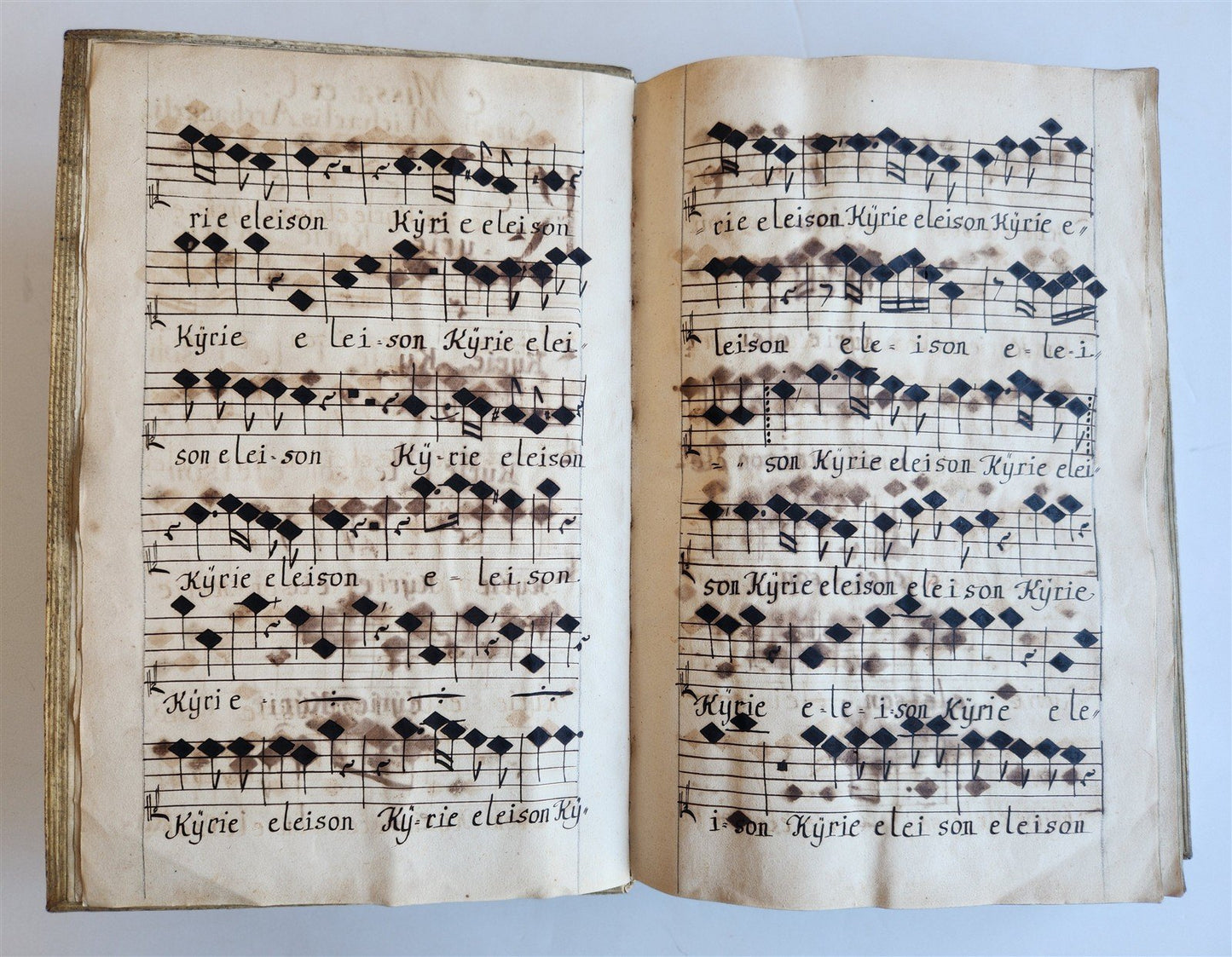 1725 MUSICAL MANUSCRIPT antique AMAZING PIGSKIN BOUND IMPERIAL FOLIO
