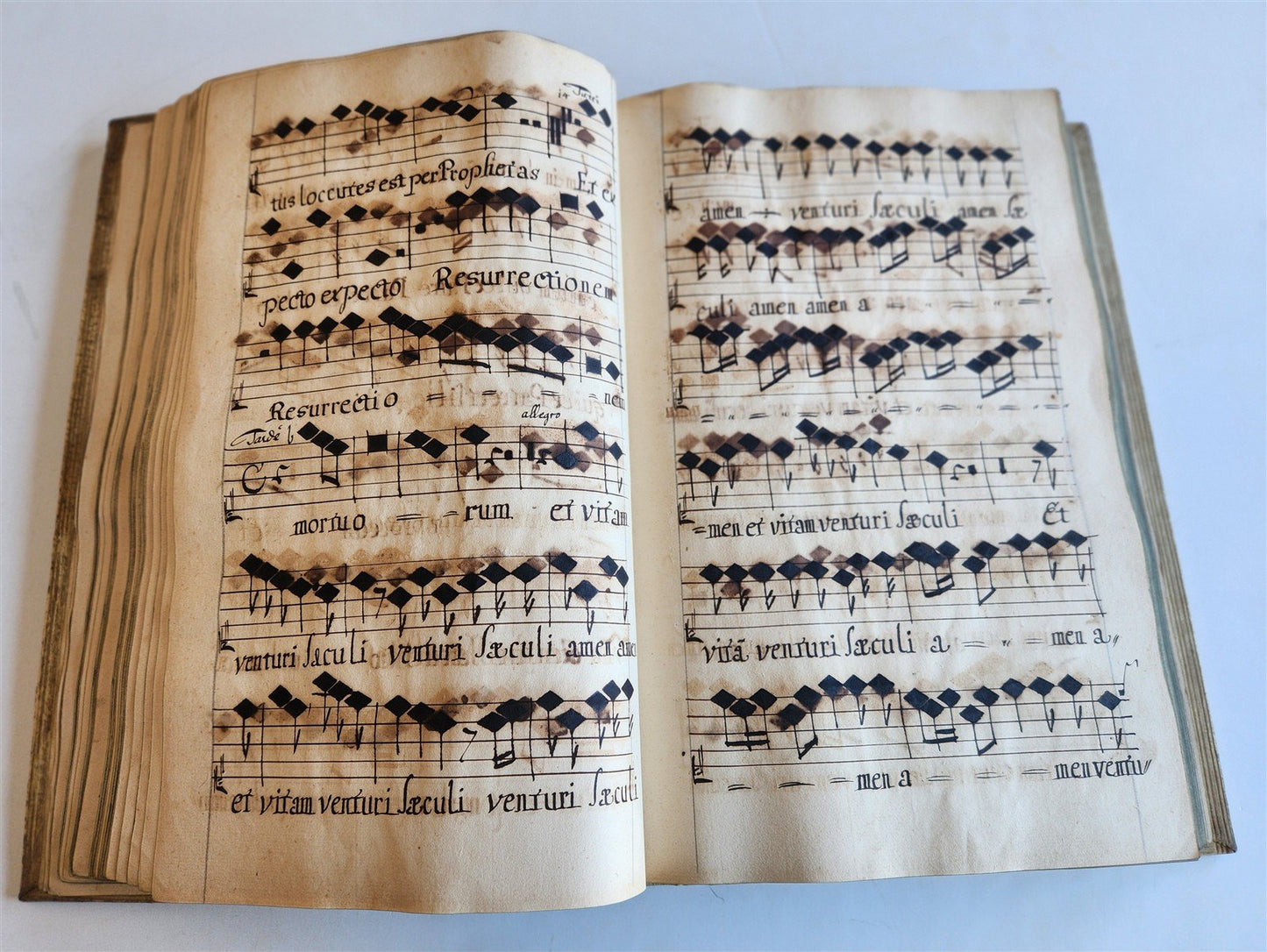 1725 MUSICAL MANUSCRIPT antique AMAZING PIGSKIN BOUND IMPERIAL FOLIO