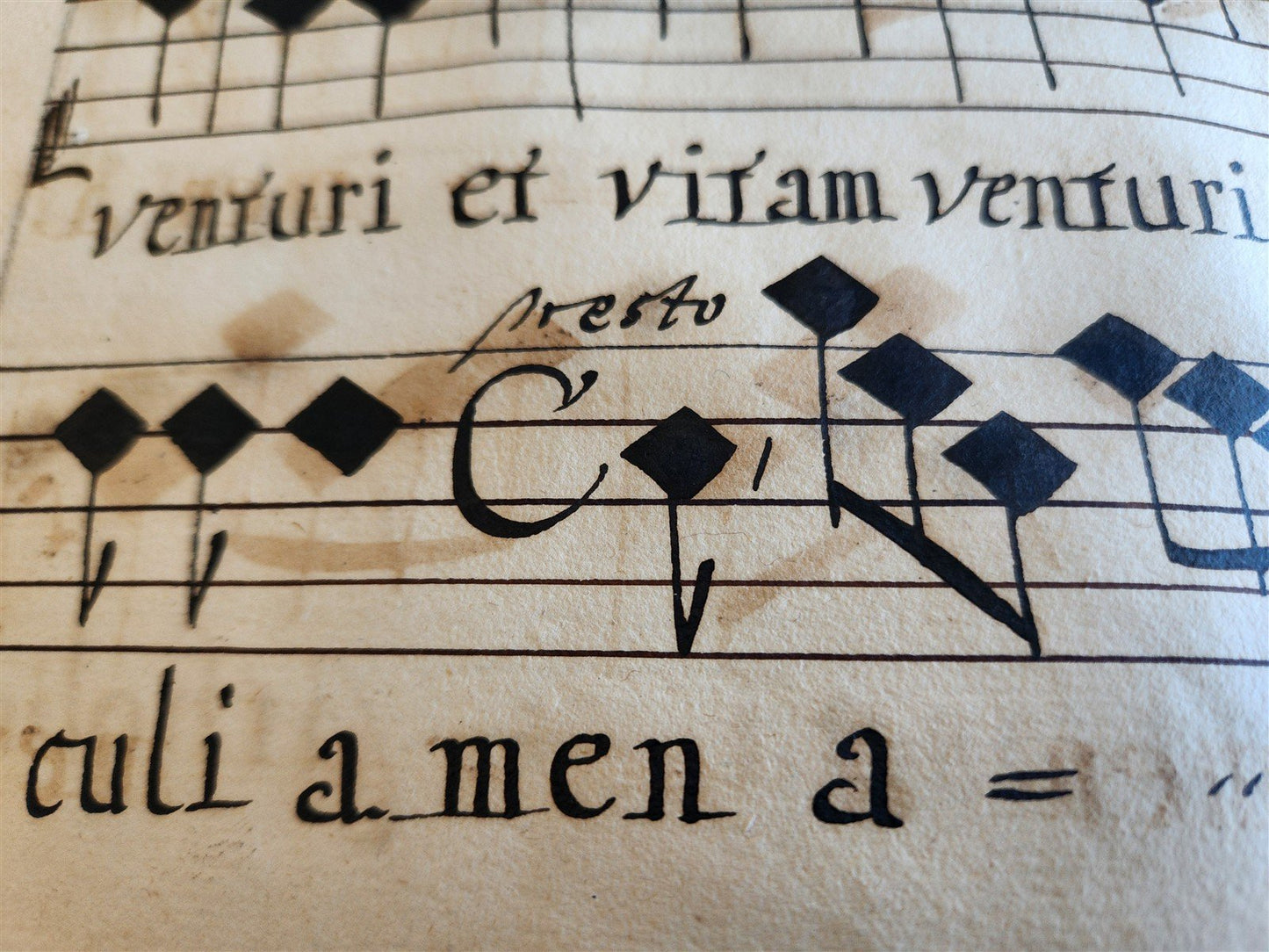 1725 MUSICAL MANUSCRIPT antique AMAZING PIGSKIN BOUND IMPERIAL FOLIO