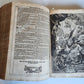 1755 BIBLE in GERMAN ANTIQUE illustrated PIGSKIN MASSIVE FOLIO w/ BRASS CORNERS