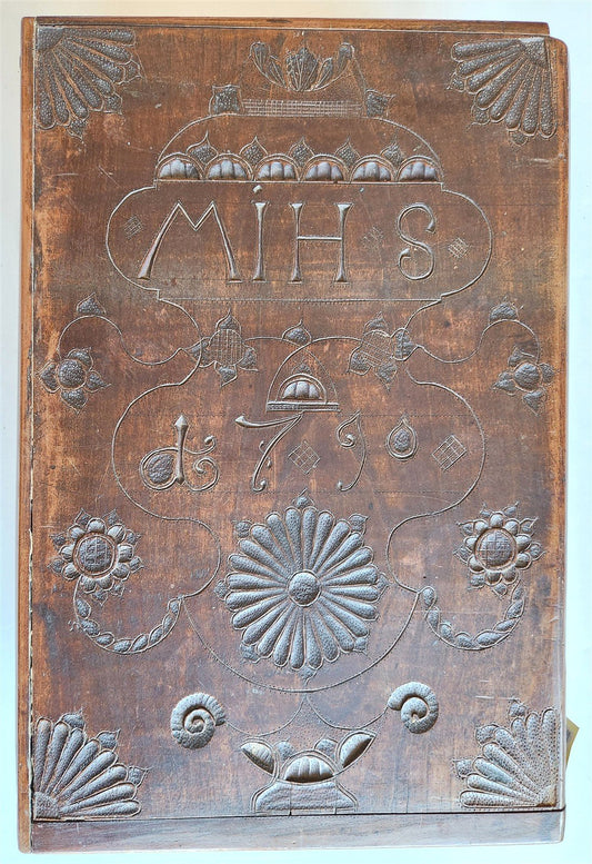 1790 BIBLE BOX HAND CARVED WOOD antique RARE SHAPE