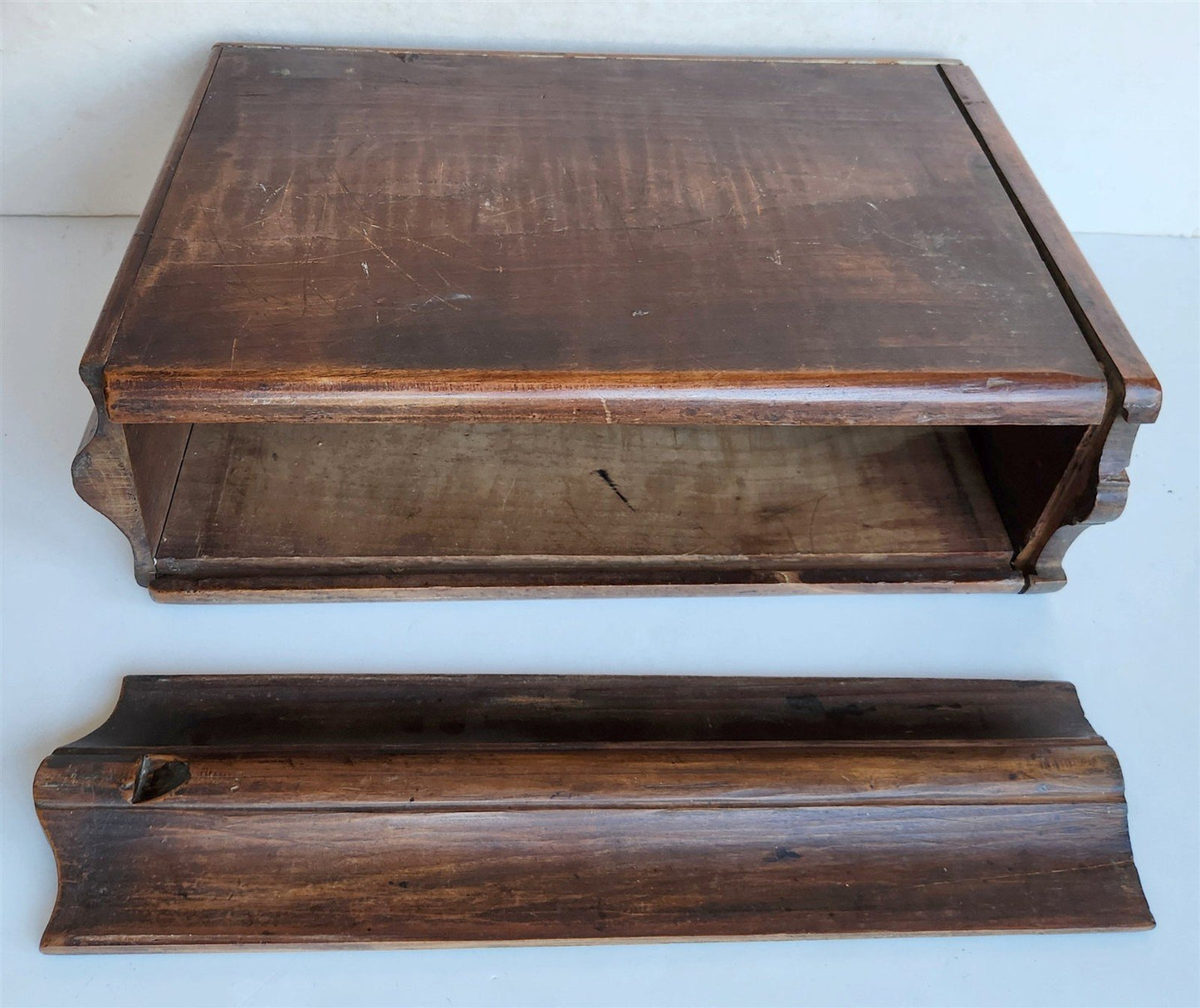 1790 BIBLE BOX HAND CARVED WOOD antique RARE SHAPE