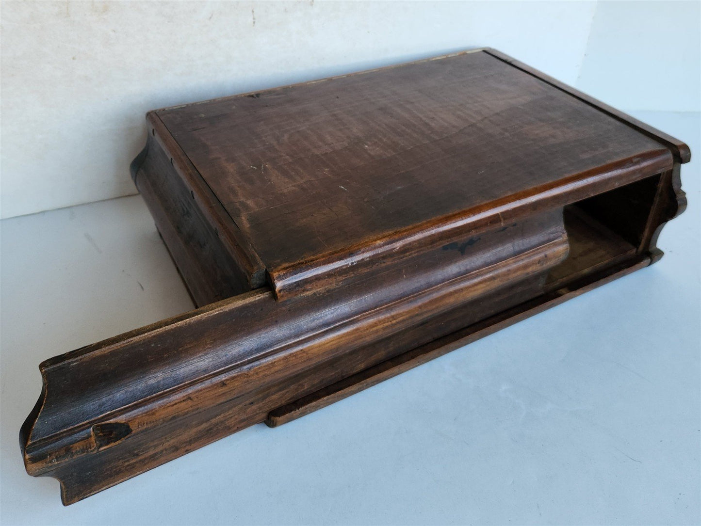 1790 BIBLE BOX HAND CARVED WOOD antique RARE SHAPE