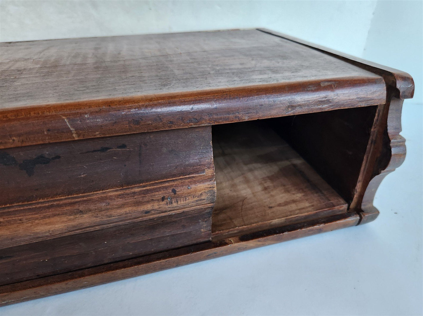 1790 BIBLE BOX HAND CARVED WOOD antique RARE SHAPE