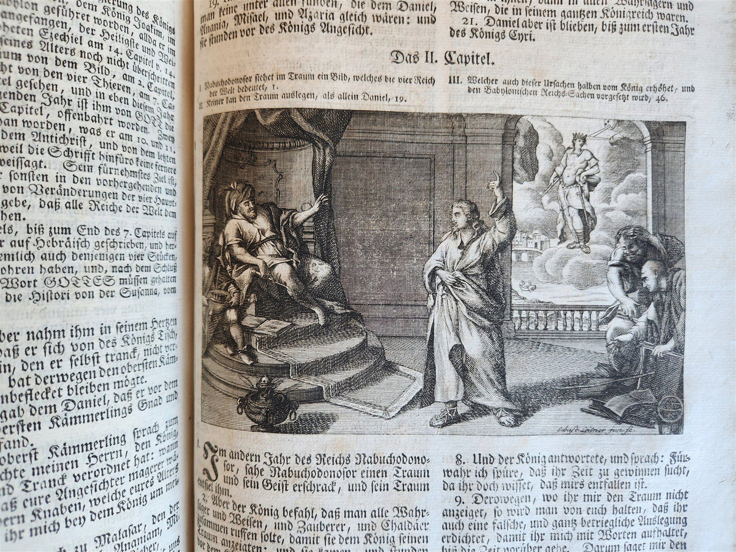 1763 BIBLE in GERMAN antique PIGSKIN BOUND FOLIO ILLUSTRATED w/ 212 ENGRAVINGS