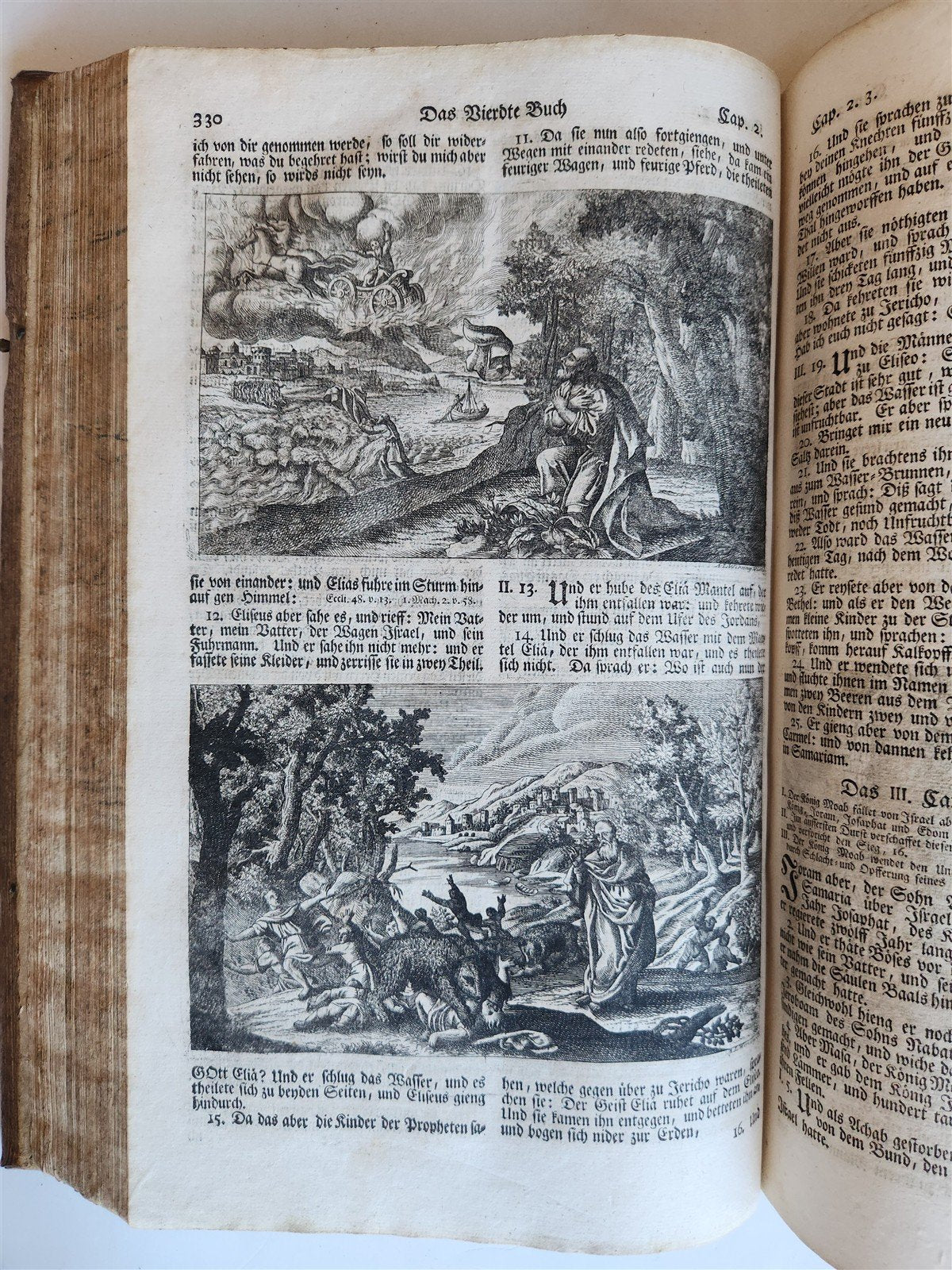 1763 BIBLE in GERMAN antique PIGSKIN BOUND FOLIO ILLUSTRATED w/ 212 ENGRAVINGS