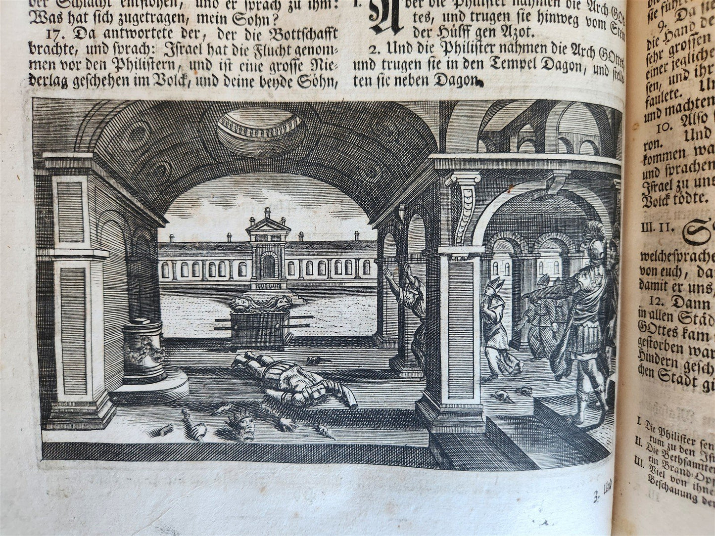 1763 BIBLE in GERMAN antique PIGSKIN BOUND FOLIO ILLUSTRATED w/ 212 ENGRAVINGS