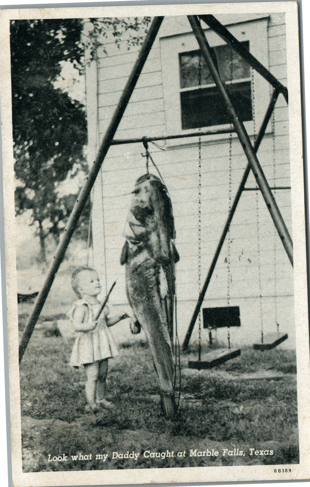 MARBLE FALLS TX FISHING ANTIQUE POSTCARD