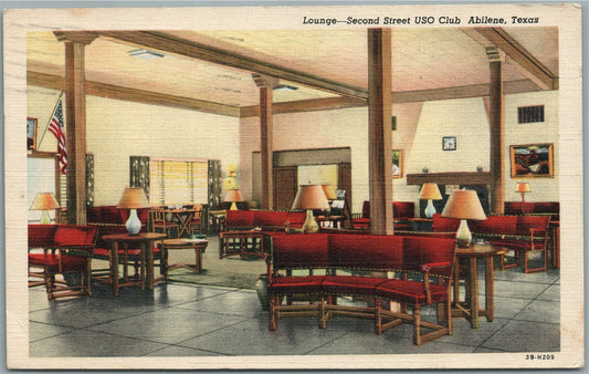ABILENE TX USO CLUB VINTAGE POSTCARD
