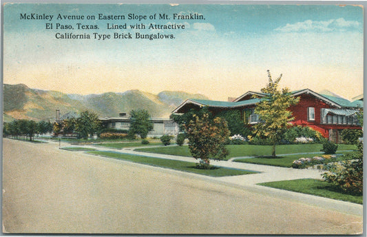 EL PASO TX McKINLEY AVENUE ANTIQUE POSTCARD