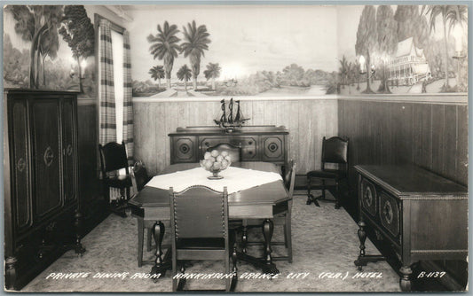 ORANGE CITY FL HUNKINSON HOTEL INTERIOR VINTAGE REAL PHOTO POSTCARD RPPC