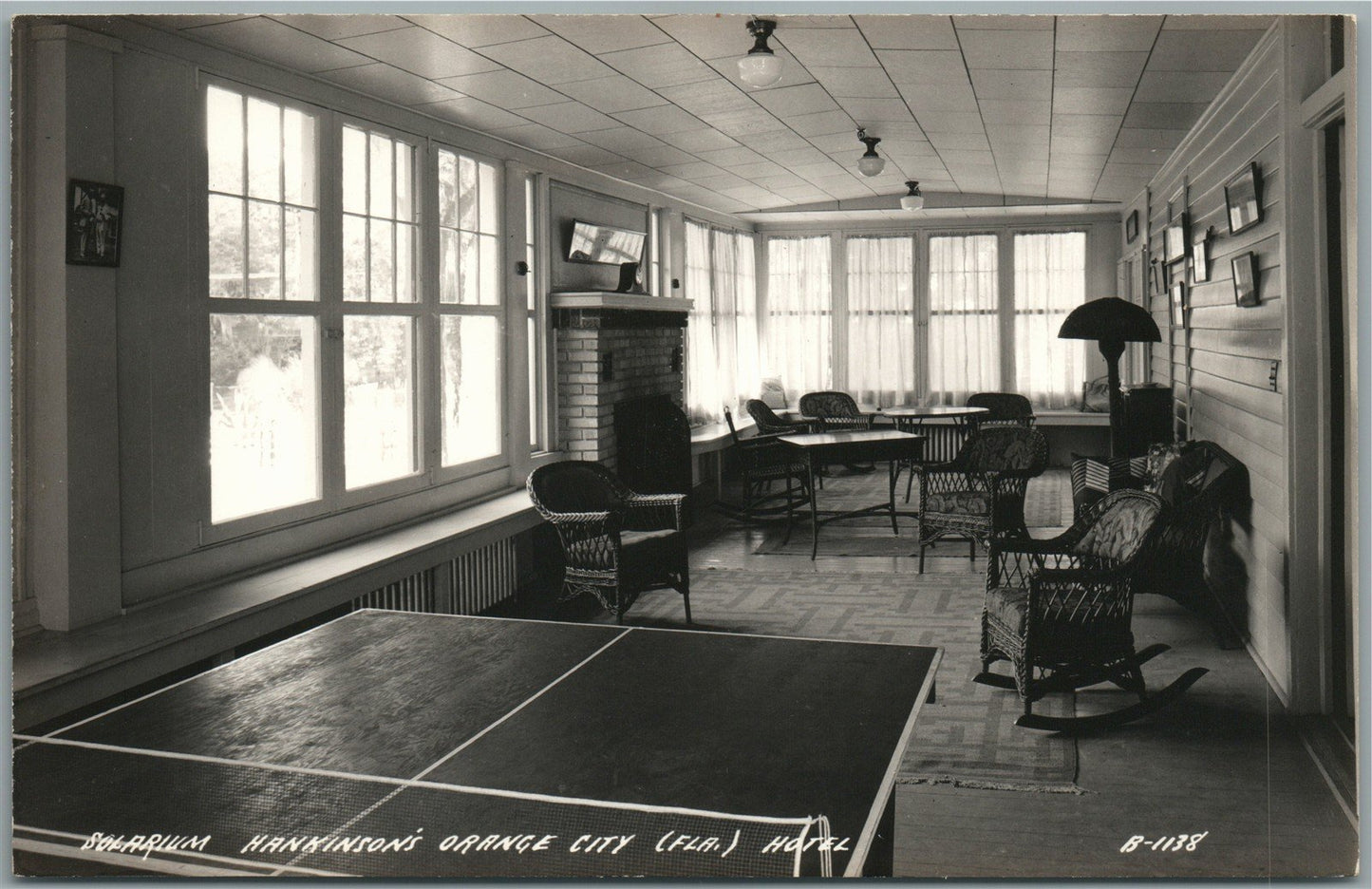 ORANGE CITY FL HUNKINSON HOTEL SOLARIUM VINTAGE REAL PHOTO POSTCARD RPPC