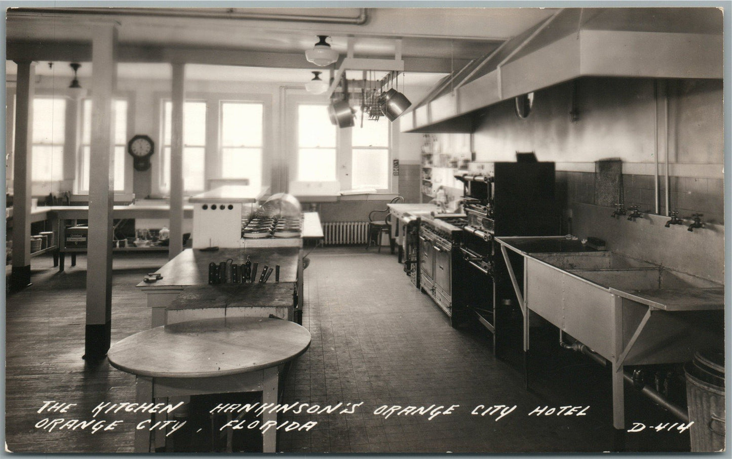 ORANGE CITY FL HUNKINSON HOTEL THE KITCHEN VINTAGE REAL PHOTO POSTCARD RPPC