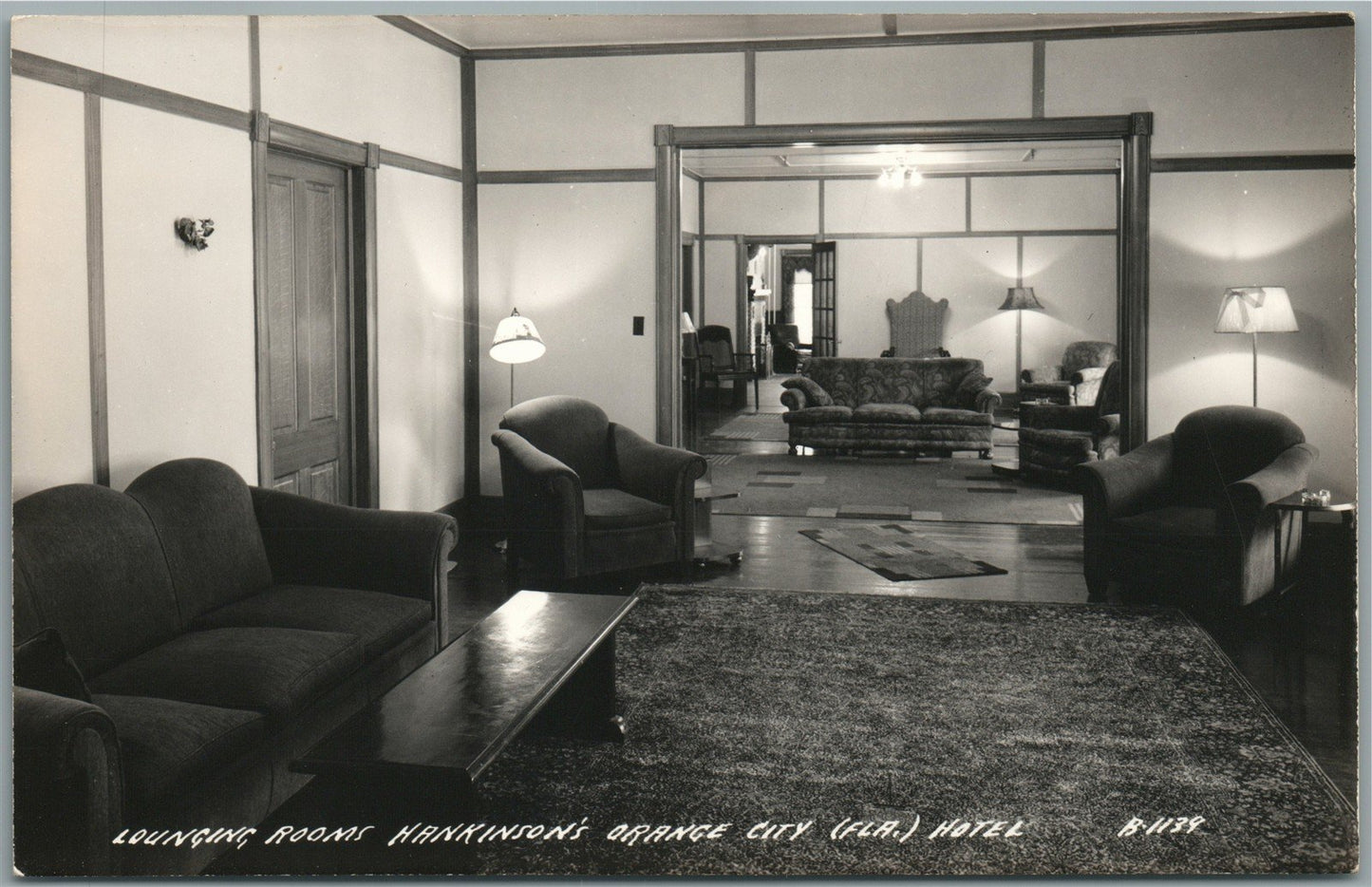 ORANGE CITY FL HUNKINSON HOTEL LOUNGING ROOMS VINTAGE REAL PHOTO POSTCARD RPPC