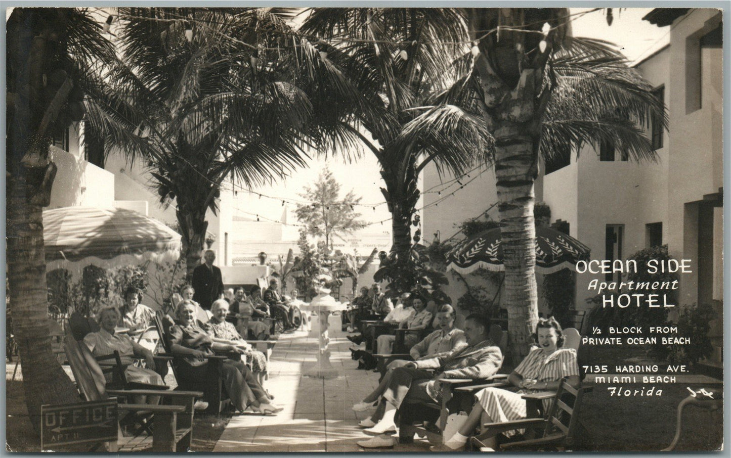 MIAMI BEACH FL OCEAN SIDE APARTMENT HOTEL VINTAGE REAL PHOTO POSTCARD RPPC