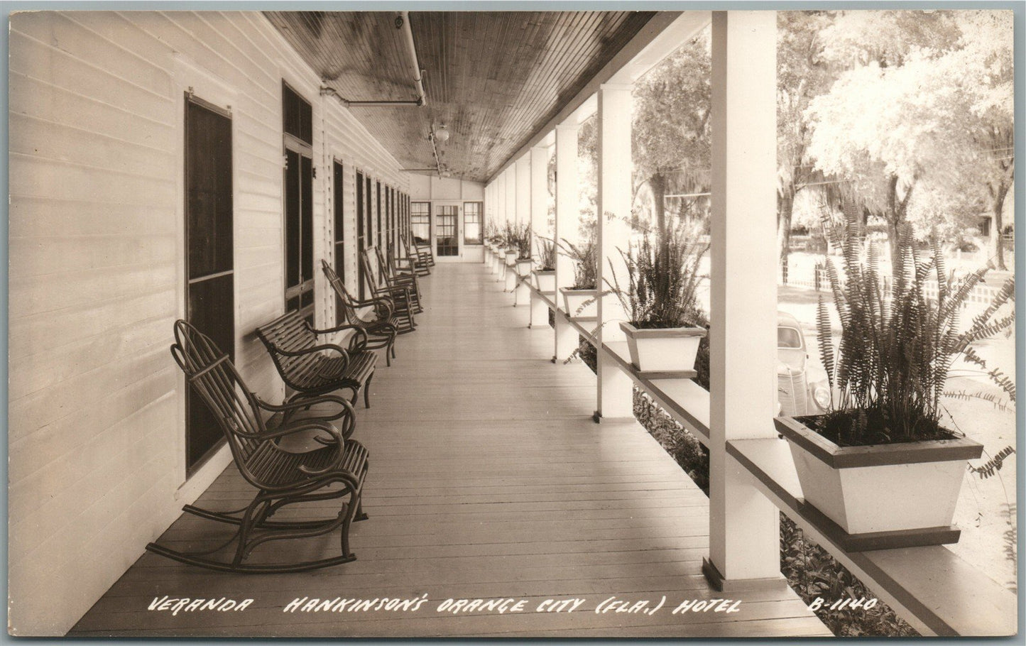 ORANGE CITY FL HUNKINSON HOTEL VERANDA VINTAGE REAL PHOTO POSTCARD RPPC