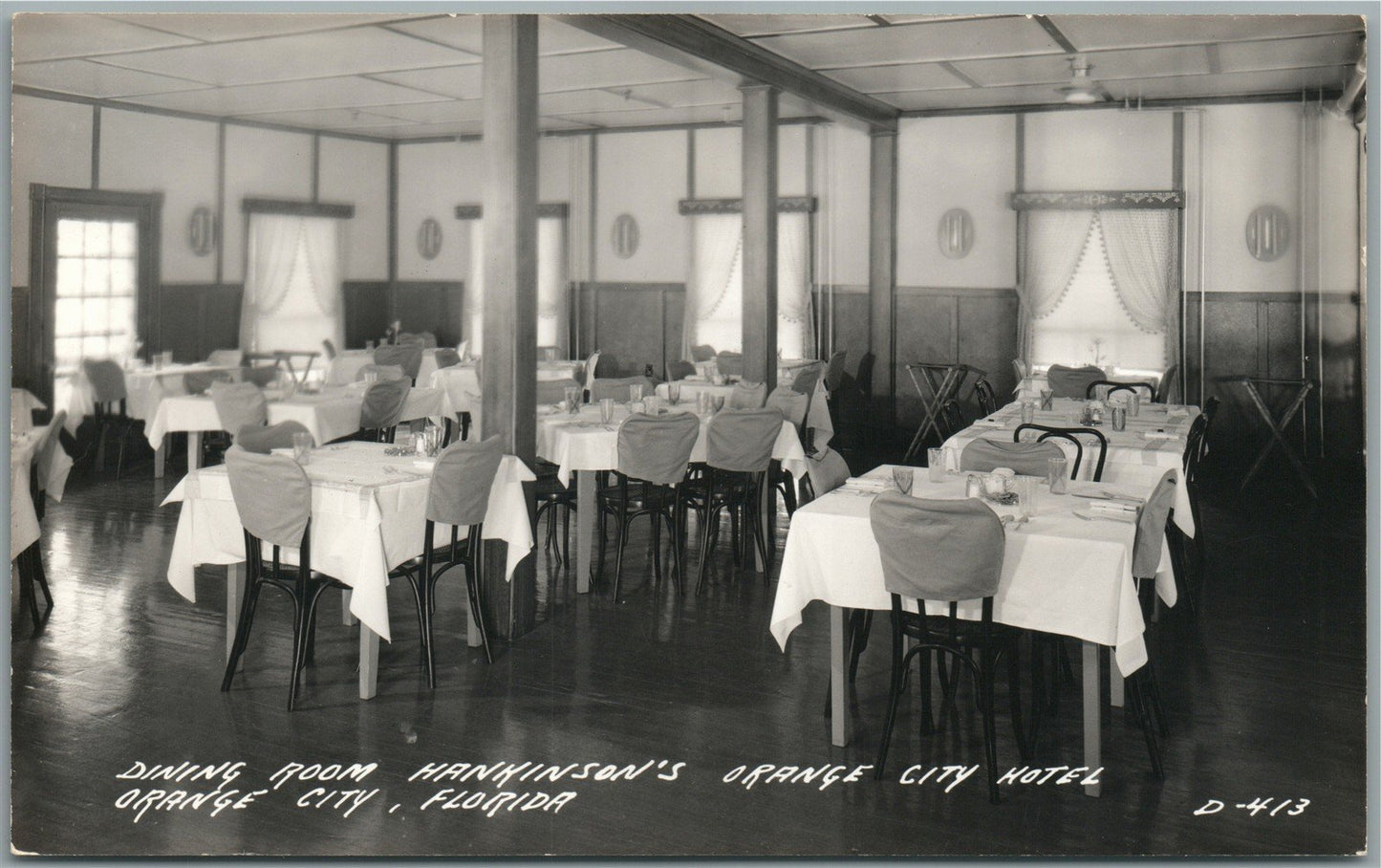 ORANGE CITY FL HUNKINSON HOTEL DINING ROOM VINTAGE REAL PHOTO POSTCARD RPPC
