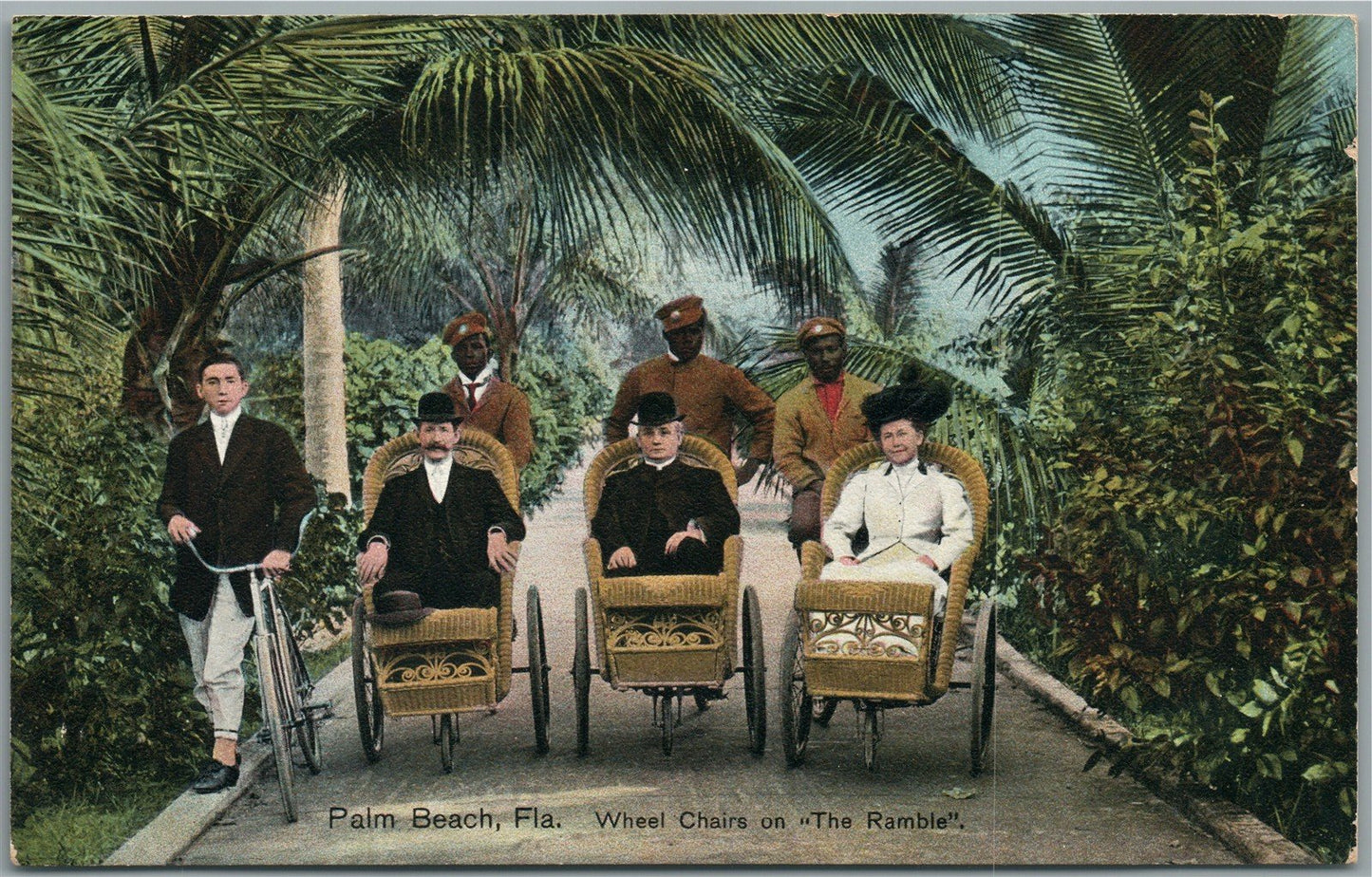 PALM BEACH FL WHEEL CHAIRS on the RAMBLE ANTIQUE POSTCARD