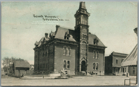 CRESTON IA COURTH HOUSE ANTIQUE POSTCARD