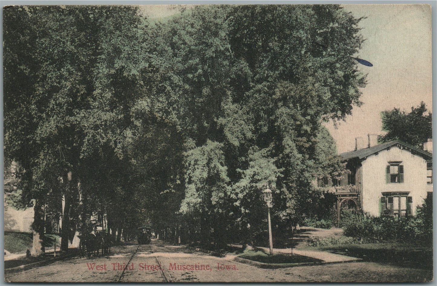 MUSCATINE IA WEST THIRD STREET ANTIQUE POSTCARD