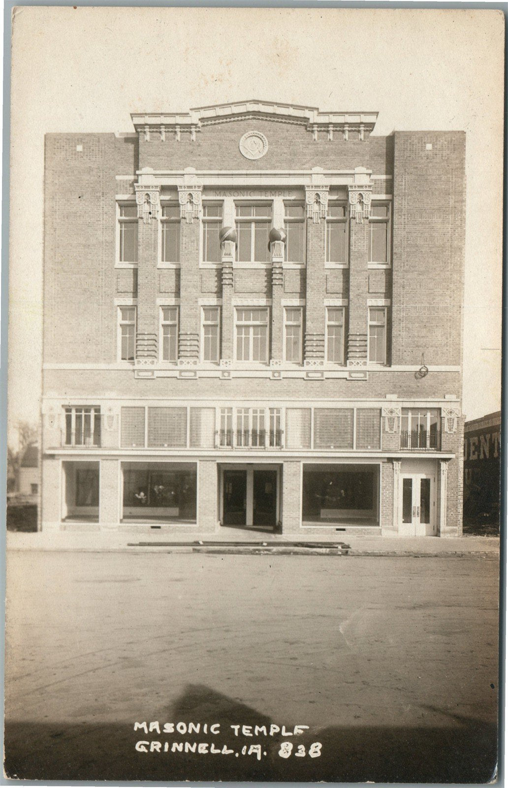 GRINNELL IA MASONIC TEMPLE ANTIQUE REAL PHOTO POSTCARD RPPC