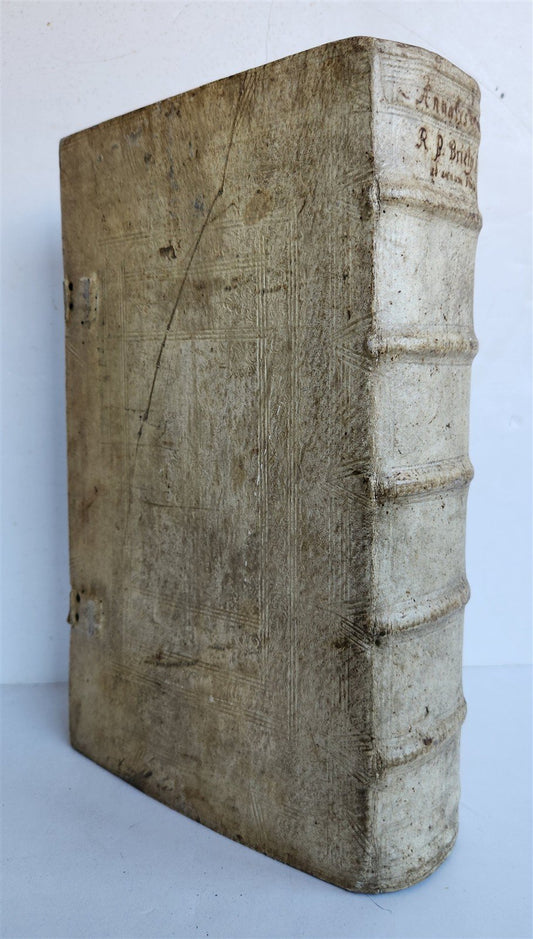 1696 WORLD'S CHRONICLE antique PIGSKIN BOUND FOLIO w/ CLASPS decorative