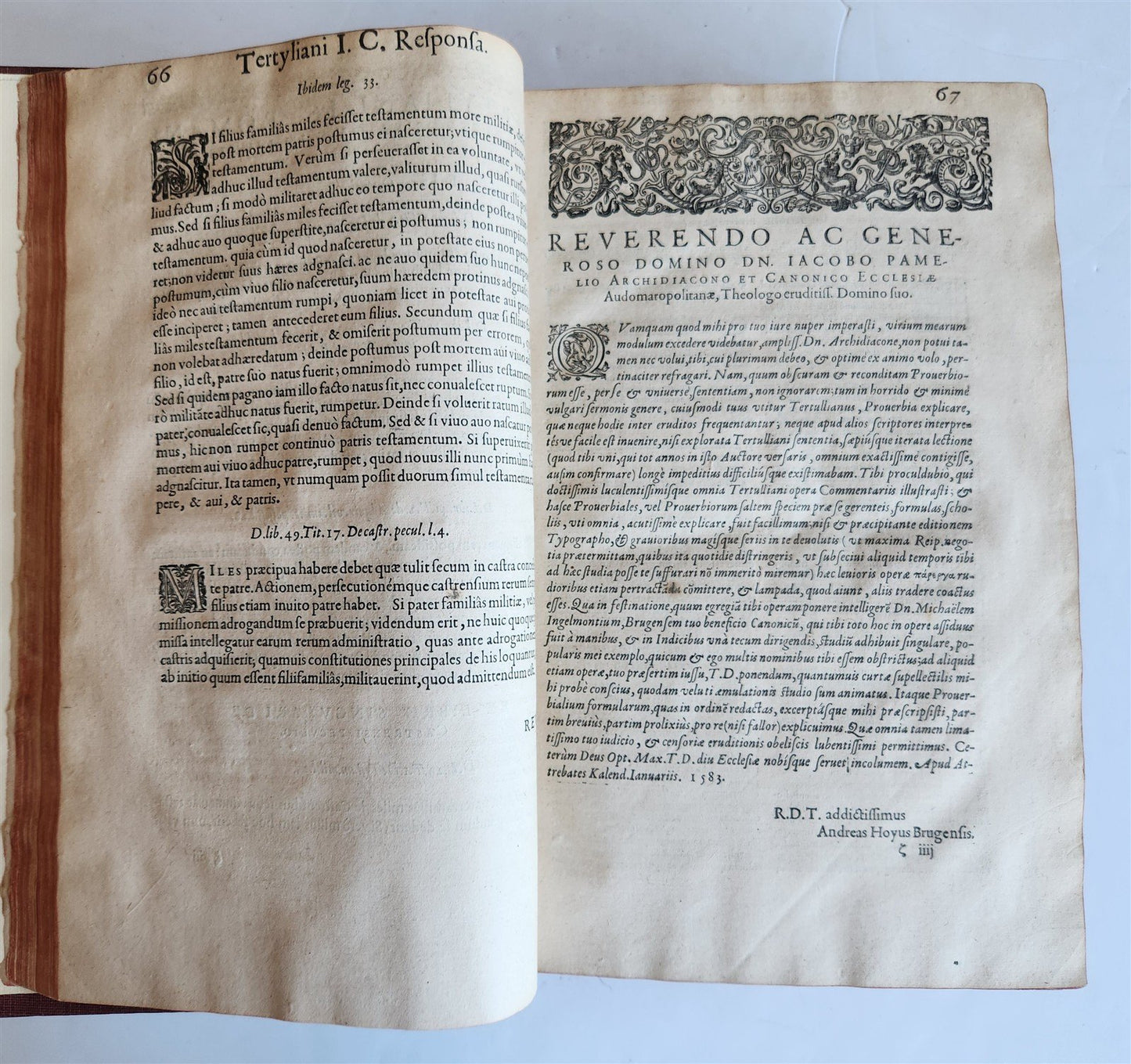 1598 THEOLOGY by TERTULLIAN antique FOLIO 16th century