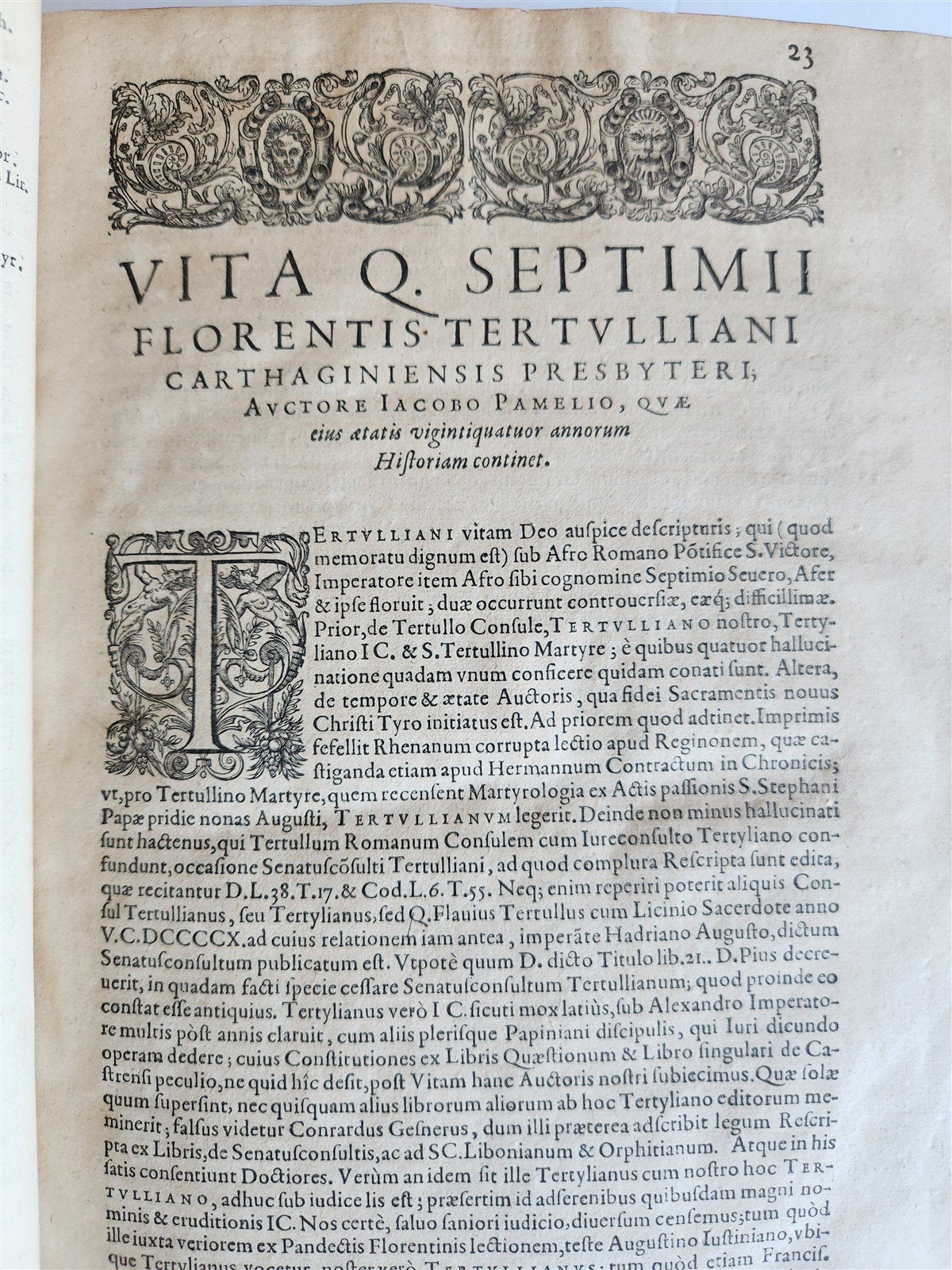 1598 THEOLOGY by TERTULLIAN antique FOLIO 16th century