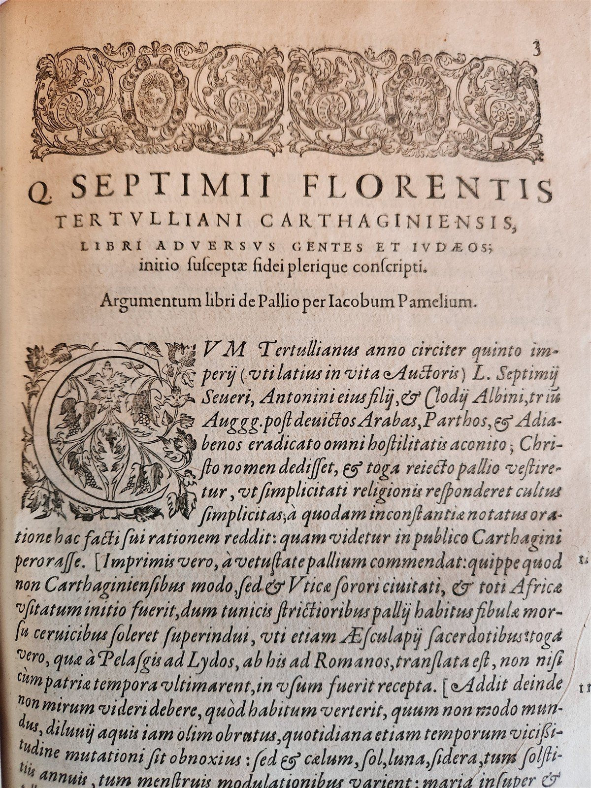 1598 THEOLOGY by TERTULLIAN antique FOLIO 16th century