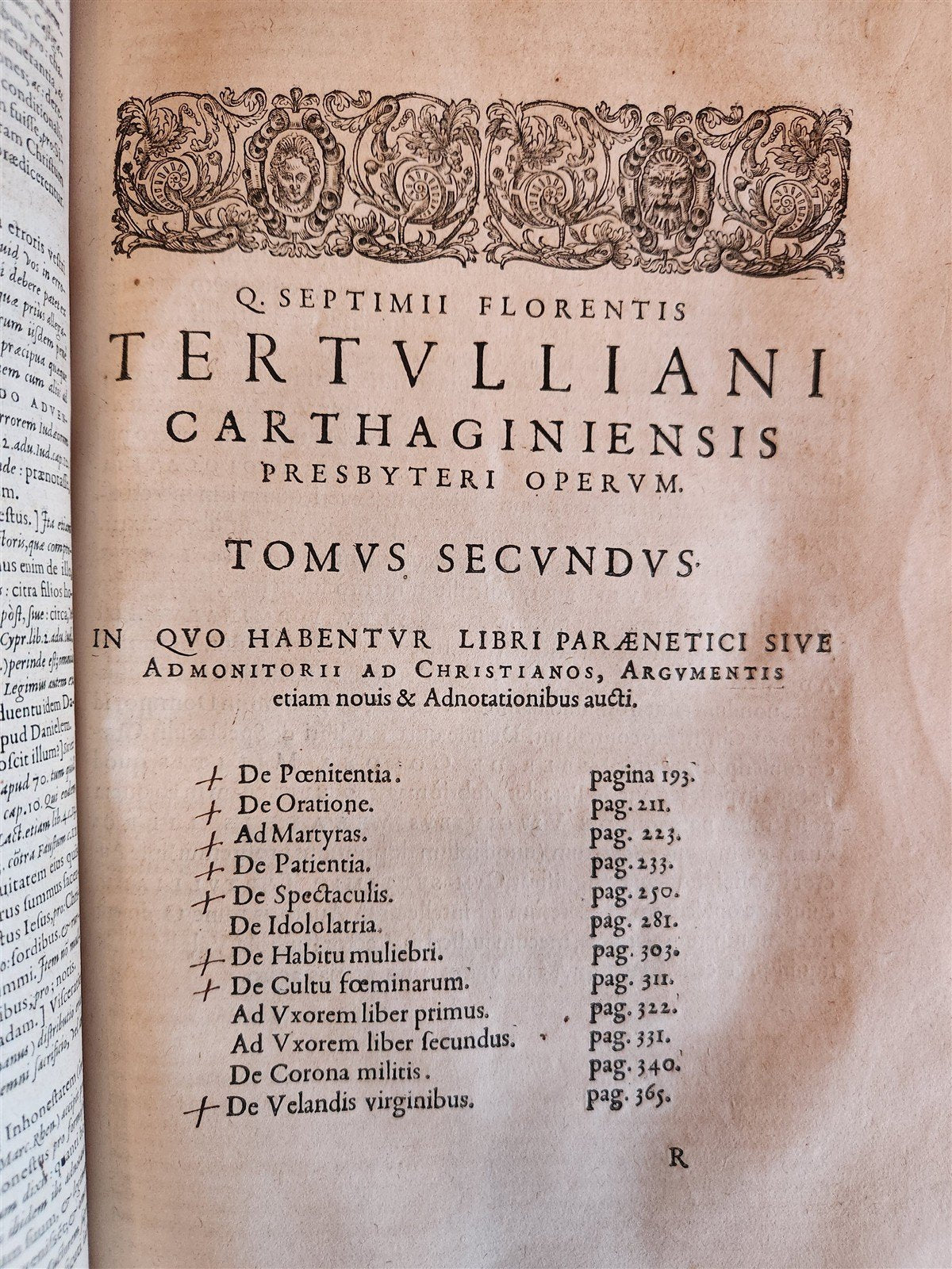1598 THEOLOGY by TERTULLIAN antique FOLIO 16th century