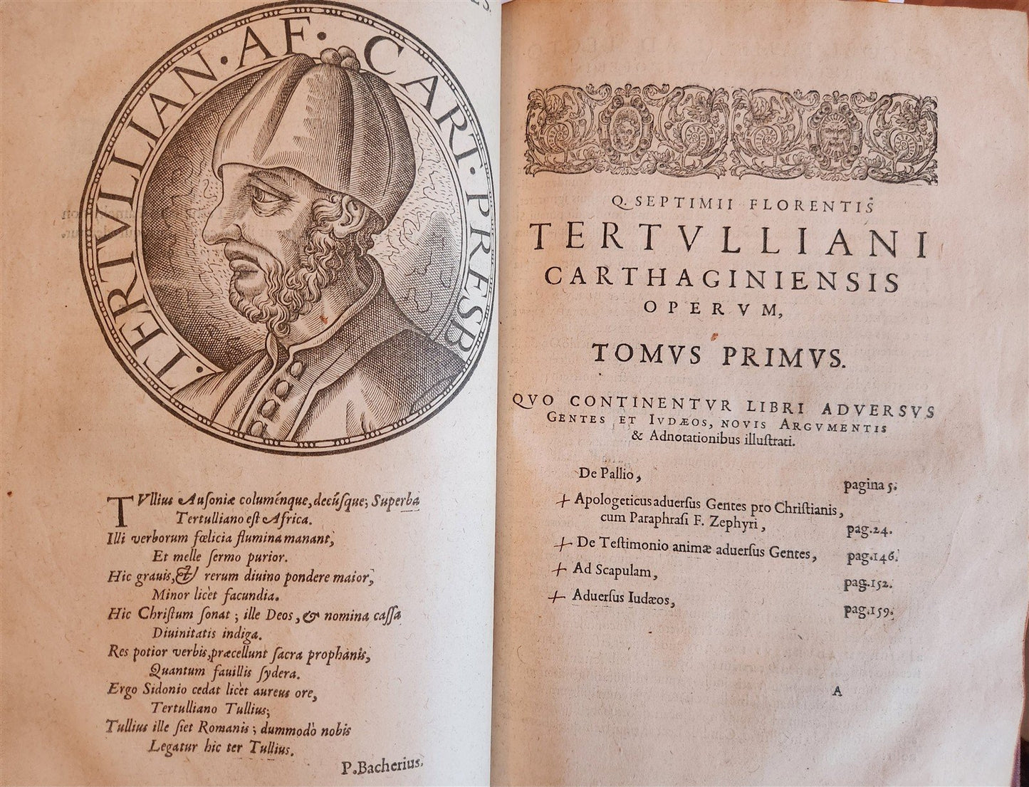 1598 THEOLOGY by TERTULLIAN antique FOLIO 16th century
