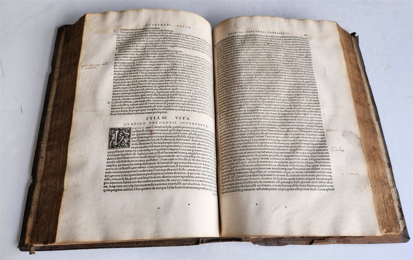 1535 LIVES OF ILLUSTRIOUS GREEKS & ROMANS by PLUTARCH antique PIGSKIN FOLIO