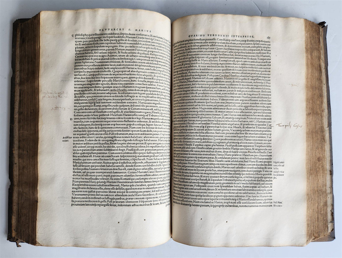 1535 LIVES OF ILLUSTRIOUS GREEKS & ROMANS by PLUTARCH antique PIGSKIN FOLIO
