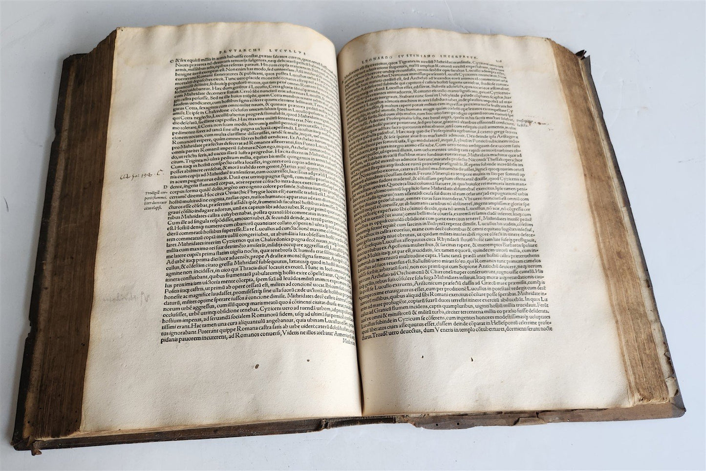 1535 LIVES OF ILLUSTRIOUS GREEKS & ROMANS by PLUTARCH antique PIGSKIN FOLIO