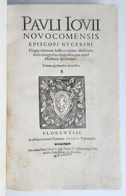 1573 PAOLO GIOVIO Elogia virorum antique 16th century FOLIO HISTORY BIOGRAPHIES