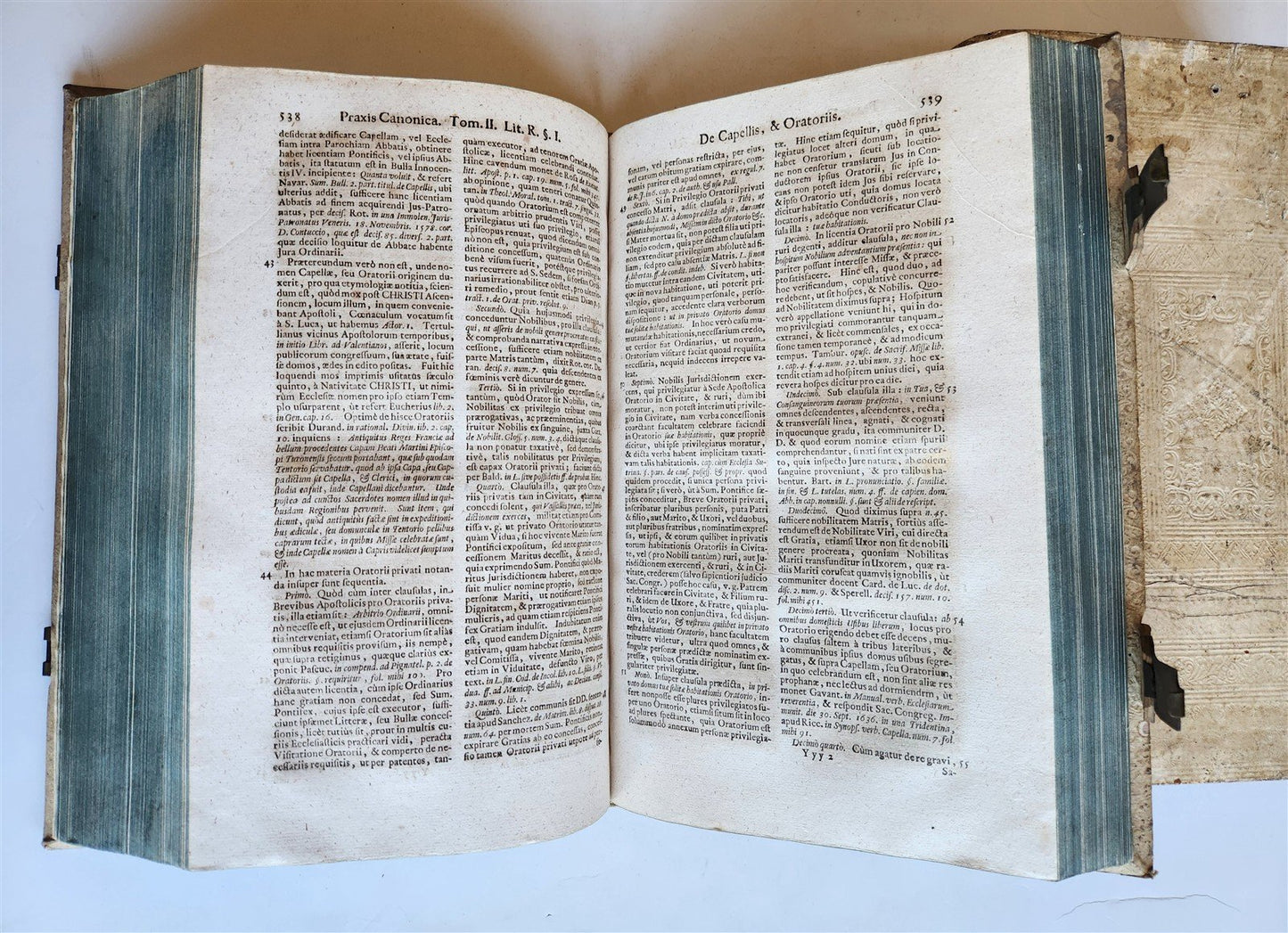 1729 CANON LAW antique 2 VOLUMES PIGSKIN BOUND FOLIO