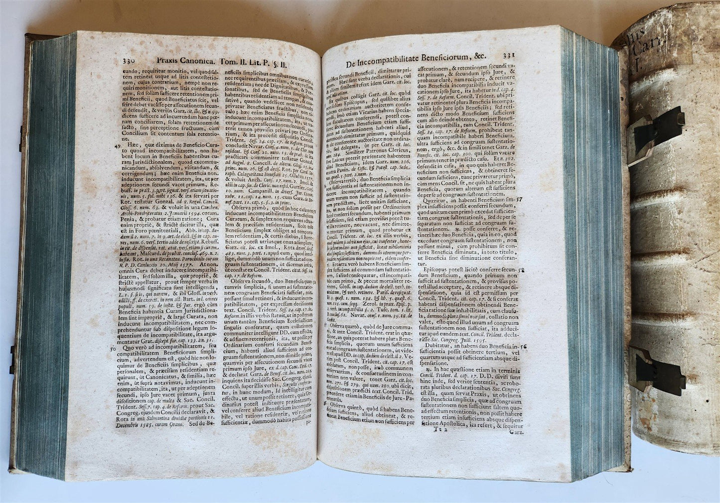 1729 CANON LAW antique 2 VOLUMES PIGSKIN BOUND FOLIO