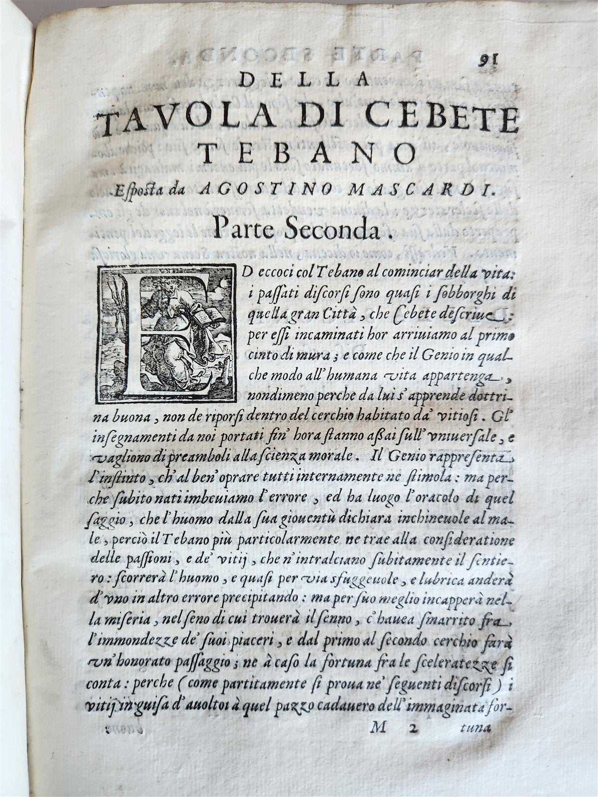 1627 Discorsi Morali Su La Tavola di Cebete Tebano antique VELLUM BOUND