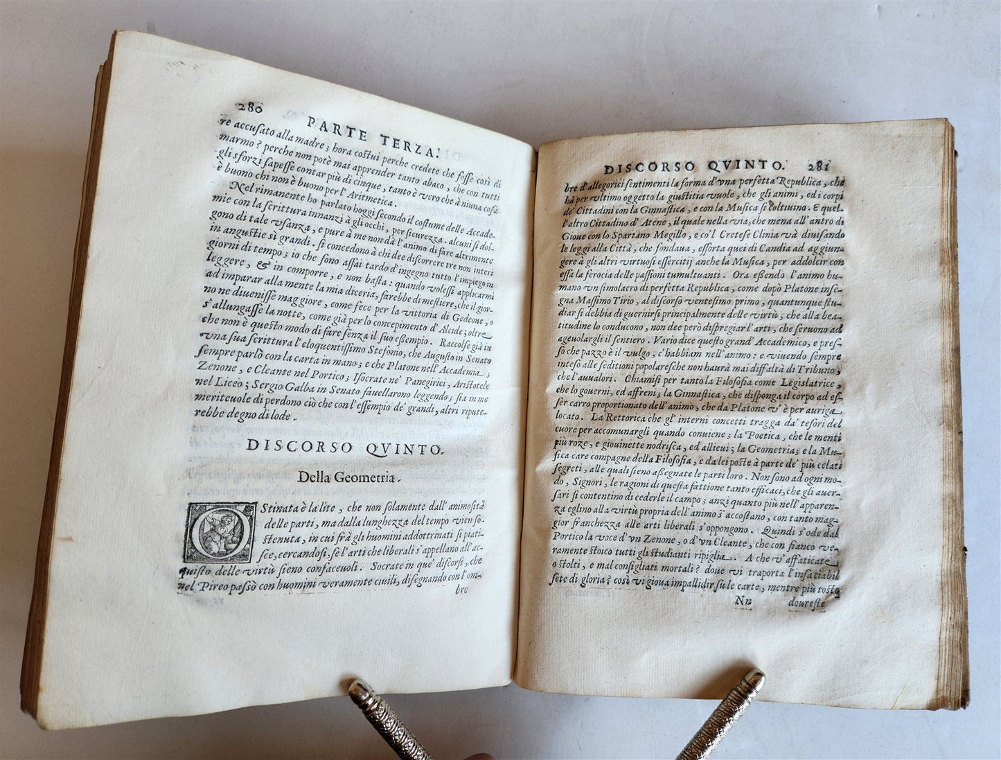 1627 Discorsi Morali Su La Tavola di Cebete Tebano antique VELLUM BOUND