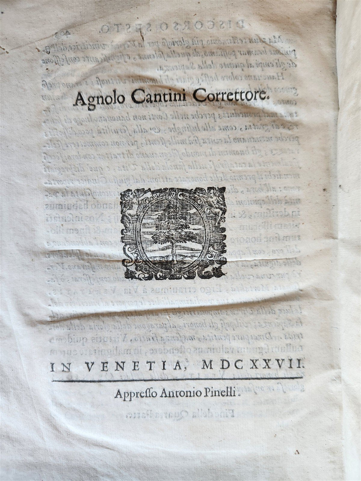 1627 Discorsi Morali Su La Tavola di Cebete Tebano antique VELLUM BOUND
