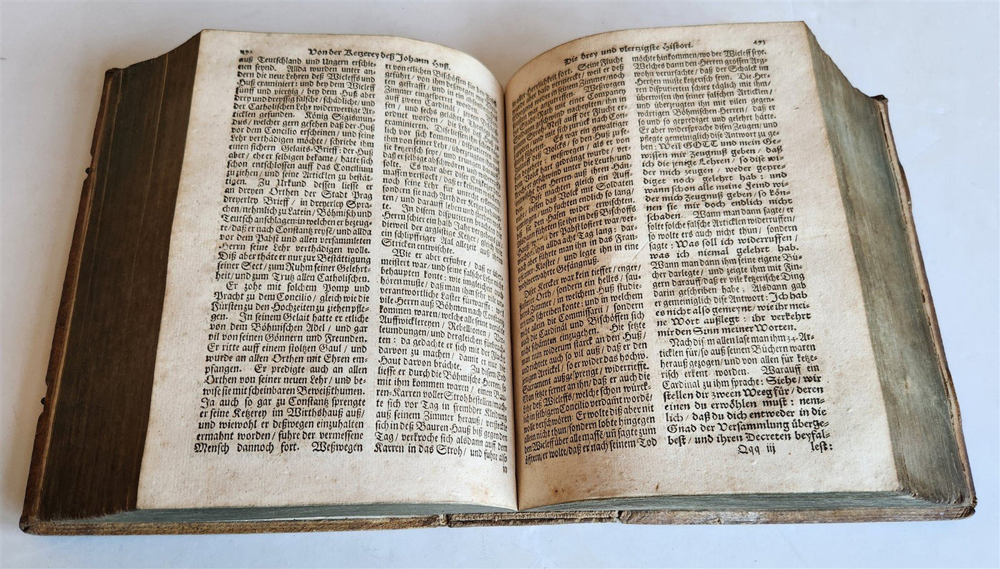 1690 HISTORY BOOK in GERMAN antique PIGSKIN BOUND 17th CENTURY